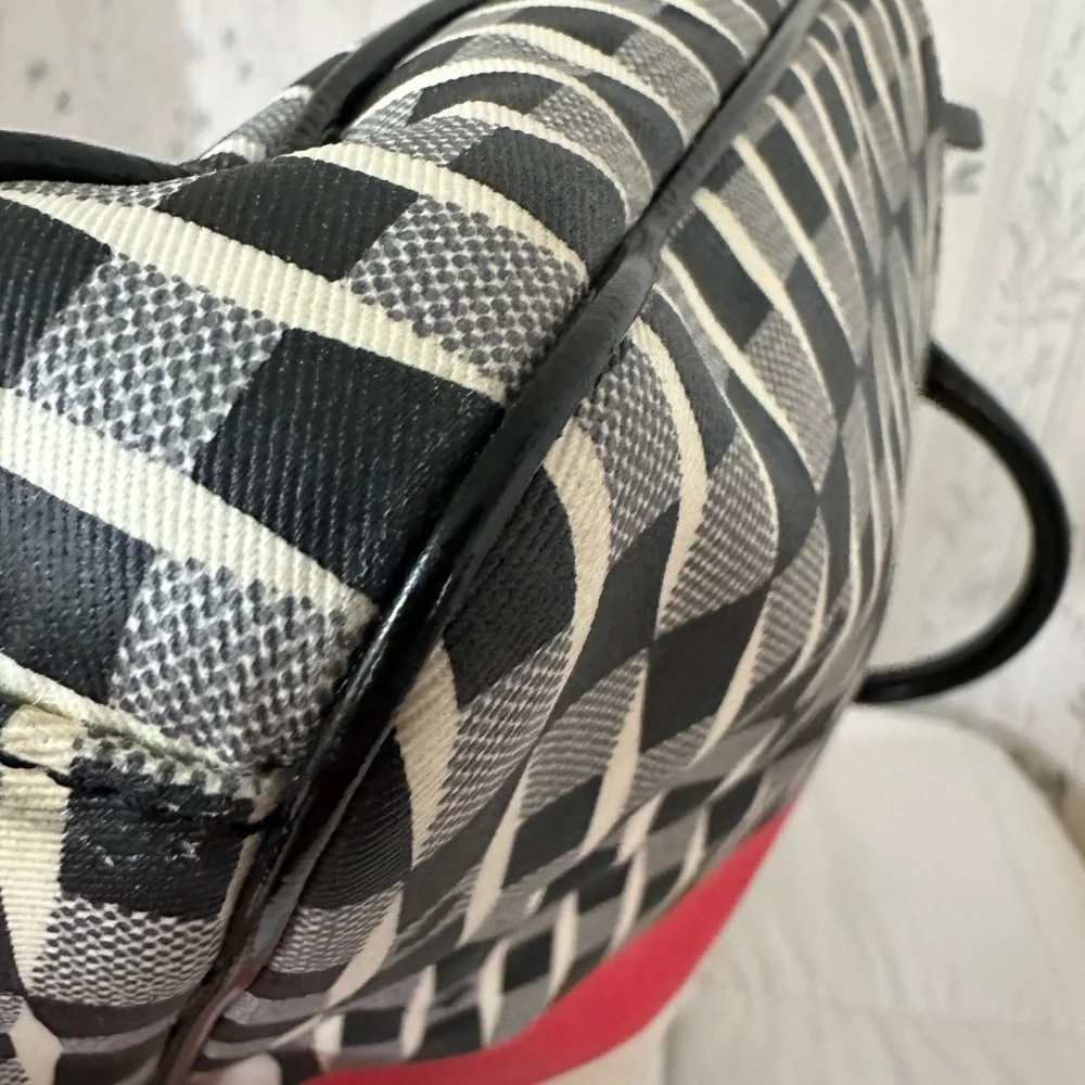 Kate Spade Checkered Laptop Bag with Red Storybook Lining